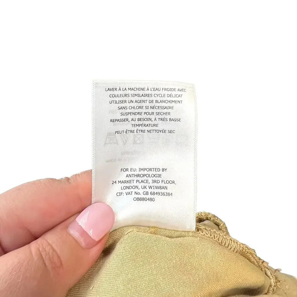 Anthropologie Blythe Wide-Leg Paperbag Pants Trouser Belted Khaki Tan Size US 14 - Picture 12 of 12